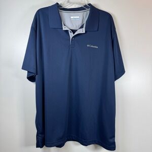 Columbia Omni Wick Mens XXL Navy Blue Polo Shirt Golf Hiking Performance Top